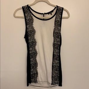 White tank with black lace down sides